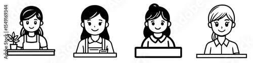 The receptionist symbol is represented by a black and white icon with a modern design