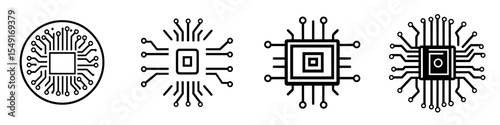 A microchip logo is depicted in a simplified black and white illustration set against a plain white background