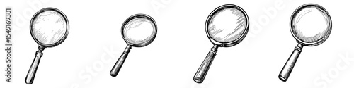 A vintage-style magnifying glass is set against a plain background with copy space for scientific exploration