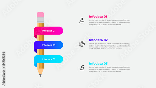 Creative Pencil Infographic With Text Ribbons and Icons for Presentation Design