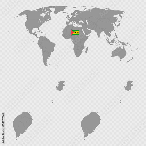 Sao Tome and Principe Map Set with World Location.
