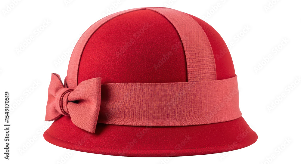 Fototapeta premium Isolated Red Cloche Hat Vintage Fashion