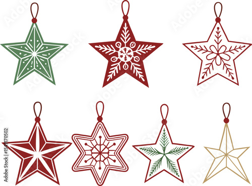 Shining Christmas Star Collection for Holiday Decorations and Art. Beautiful Christmas Star Designs for Cards Crafts and Digital Use. Elegant Christmas Star Graphics for Winter and Holiday Projects