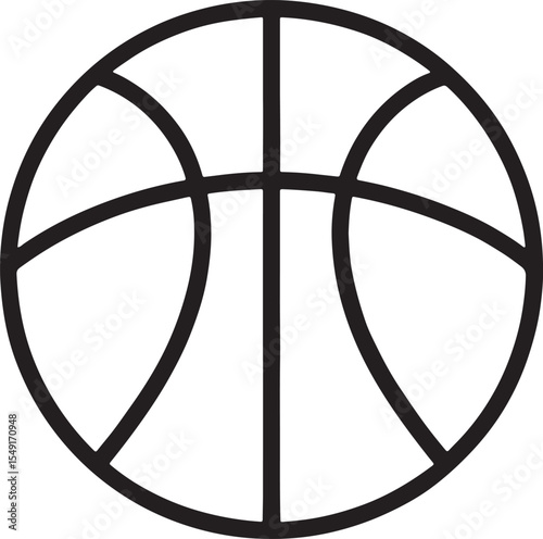 A Simple Black and White Line Drawing of a Basketball Illustration Perfect for Sports Themed Designs or Educational Materials and Vector Graphics