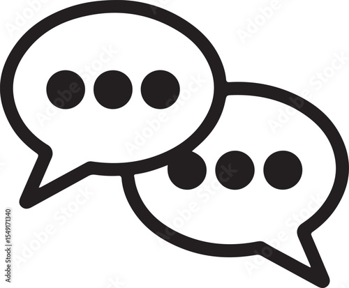Two Speech Bubbles Overlapping Representing Communication and Discussion between People in Conversations in Person and Online Chat Forums
