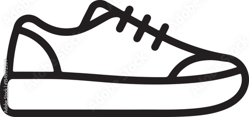 Stylized Line Art Depiction of a Classic Sneaker Design Featuring Prominent Laces and a Thick Sole for a Simple Graphic