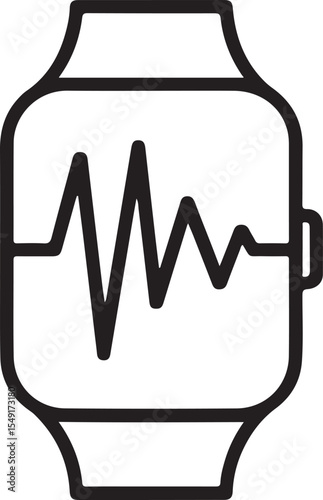Stylized Smartwatch Displaying a Dynamic Heart Rate Graph Depicting Advanced Wearable Technology for Personal Health Monitoring and Fitness Tracking