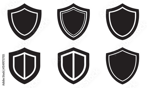 Shield silhouette vector shape eps. Black and White Shield Icons Set – Vector Symbols for Security, Protection, and Privacy Design	