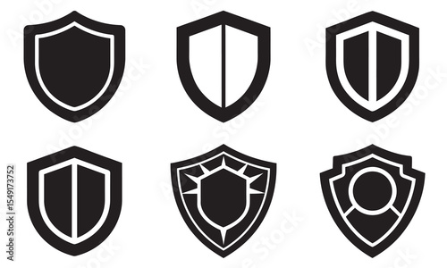 Shield silhouette vector shape eps. Black and White Shield Icons Set – Vector Symbols for Security, Protection, and Privacy Design	