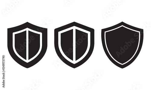 Shield silhouette vector shape eps. Black and White Shield Icons Set – Vector Symbols for Security, Protection, and Privacy Design	