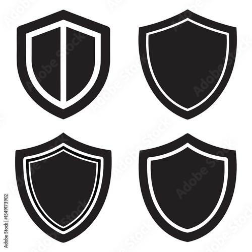 Shield silhouette vector shape eps. Black and White Shield Icons Set – Vector Symbols for Security, Protection, and Privacy Design	