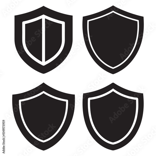 Shield silhouette vector shape eps. Black and White Shield Icons Set – Vector Symbols for Security, Protection, and Privacy Design	