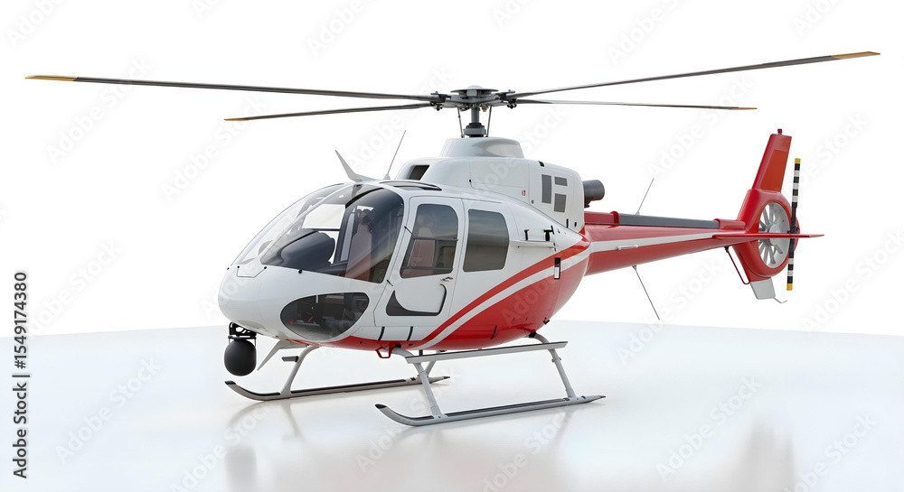 Fototapeta premium Streamlined emergency rescue helicopter on white seamless background.