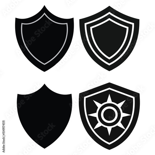Shield silhouette vector shape eps. Black and White Shield Icons Set – Vector Symbols for Security, Protection, and Privacy Design	