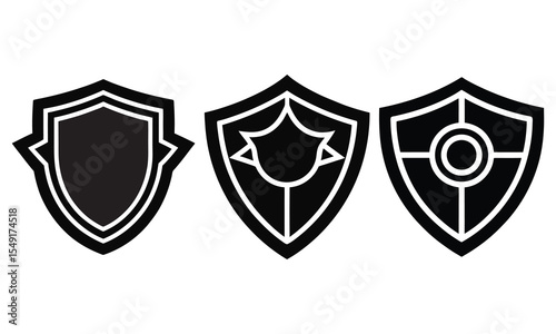 Shield silhouette vector shape eps. Black and White Shield Icons Set – Vector Symbols for Security, Protection, and Privacy Design	