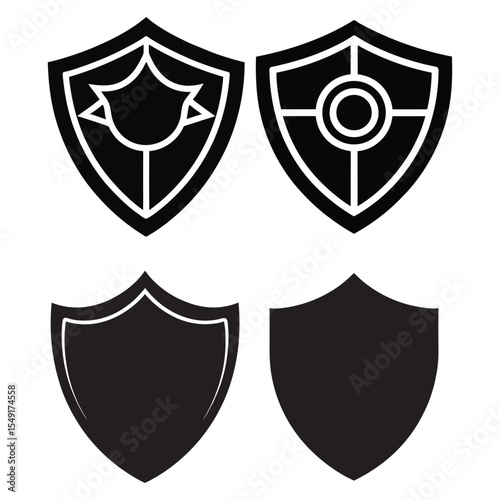 Shield silhouette vector shape eps. Black and White Shield Icons Set – Vector Symbols for Security, Protection, and Privacy Design	