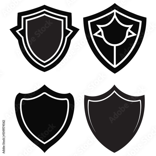 Shield silhouette vector shape eps. Black and White Shield Icons Set – Vector Symbols for Security, Protection, and Privacy Design	
