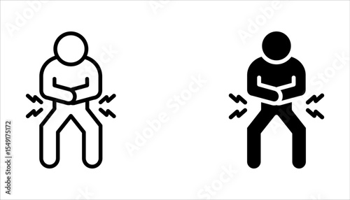 Indigestion icon set. Upset stomach. Diarrhea, bloating, nausea, abdominal pain. on white background