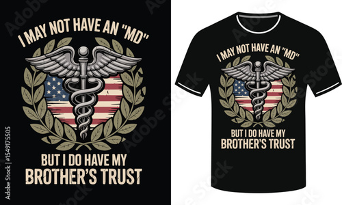 Military Medic T-Shirt Design for Black T-Shirt Lover