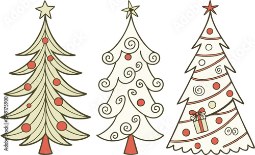 Christmas Tree Collection for Holiday Crafts and Digital Projects. Festive Christmas Tree Designs for Seasonal Creative Use. Christmas Tree Art Collection for Cards Print and Web Design