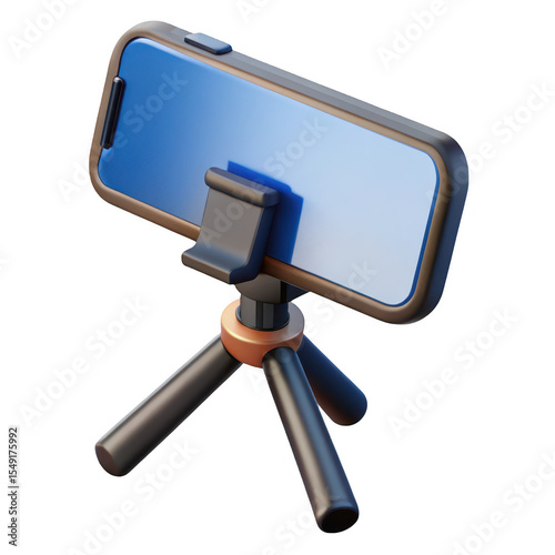 Smartphone on a tripod for video recording isolated on transparent background