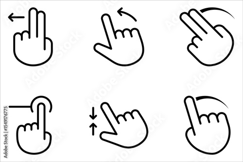 Swipe icons set. Hands button icons on white background