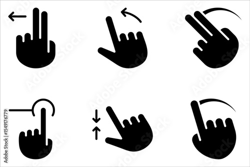 Swipe icons set. Hands button icons on white background