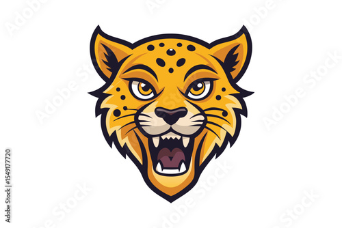 Angry cheetah roars fiercely displaying its sharp teeth in a menacing mascot style