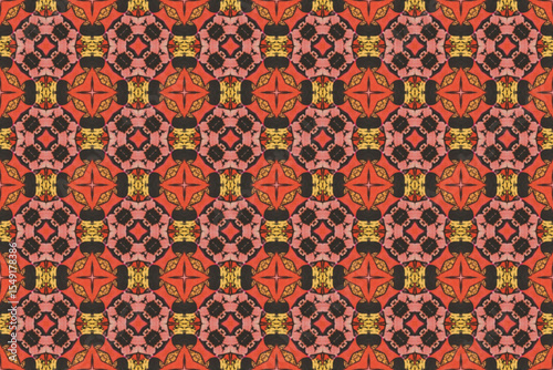 Seamless Interior Decoration Background Design Graphic Symmetric Wallpaper Cloth Texture Perspective Tile Luxury Fabric Template Textile Art Fashion Visual Geometric Digital Endless Shape Pattern.