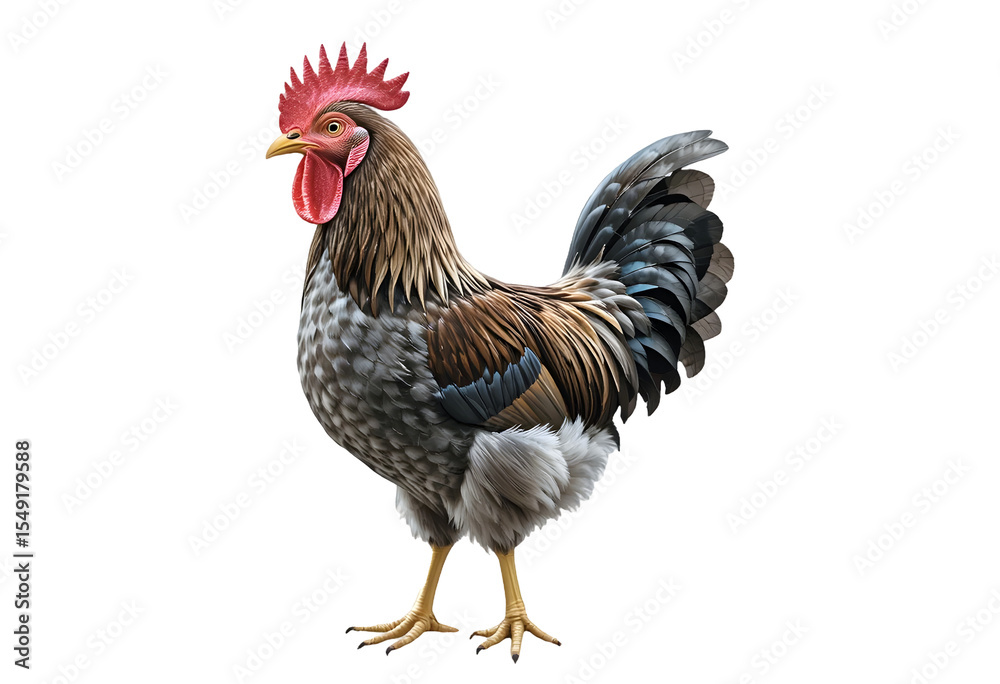 Fototapeta premium Realistic Rooster Isolated on Transparent Background.