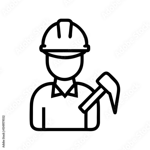 Builder in helmet holding hammer with tools on transparent background