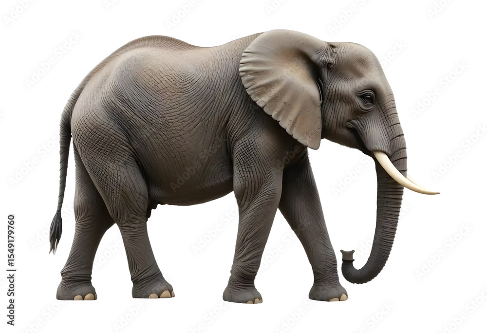 Fototapeta premium Realistic Elephant Isolated on Transparent Background.