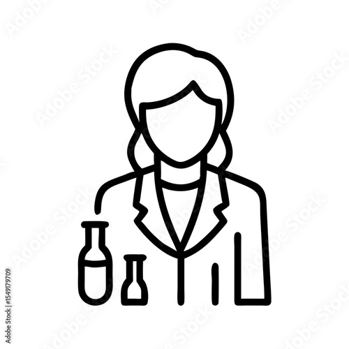 Scientist in lab coat with test tubes on transparent background
