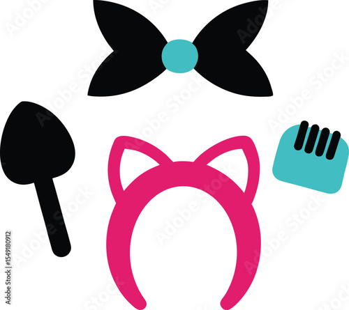  Hair accessories vector art illustration