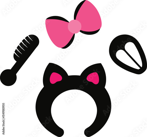  Hair accessories vector art illustration