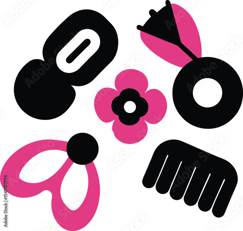  Hair accessories vector art illustration