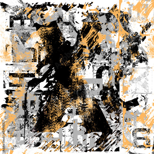 geometric writing font alphabet aging yellow color  black pattern background texture abstract art print design