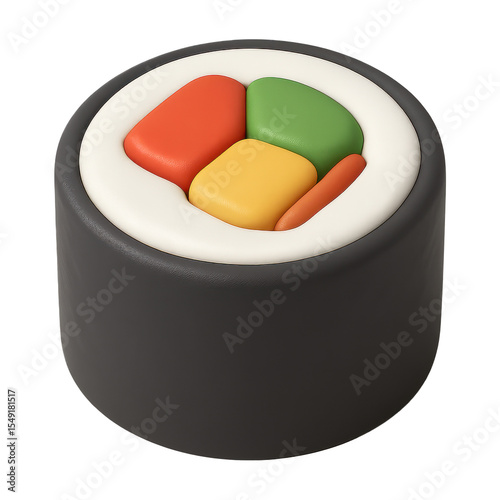 3d illustration of a makizushi, with transparent background