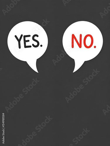 Speech bubble with text YES and NO. Communication conflict, argument and dispute concept