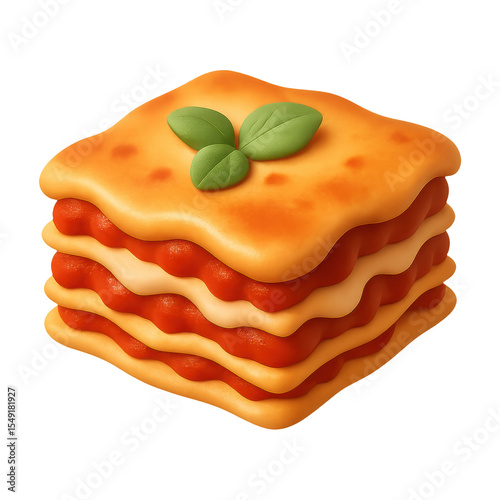 3d illustration of lasagna, with transparent background