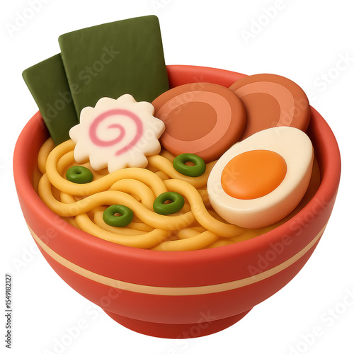 3d illustration of a ramen bowl, with transparent background