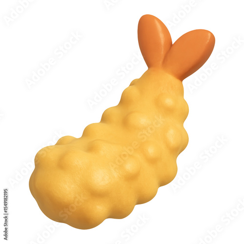 3d illustration of a shrimp tempura, with transparent background