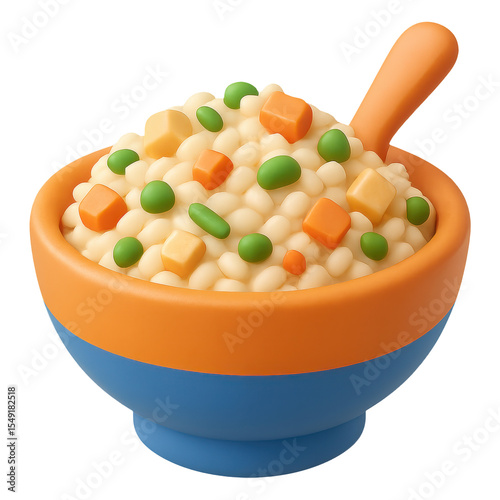3d illustration of fried rice bowl, with transparent background