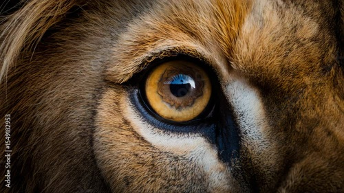 Intense Close-Up of Lion Eye and Fur