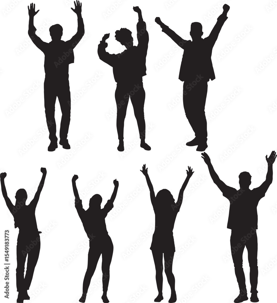 Fototapeta premium Celebration Silhouettes Vector Set, Isolated on White Background
