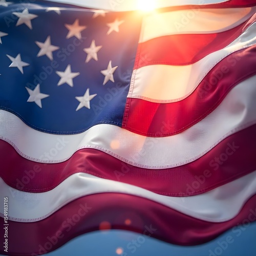 Patriotic American Flag Waving in wind, 4th July Wallpapers, independence day