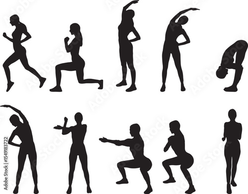 Fitness Woman Silhouette Vector Illustration Isolated on White Background
