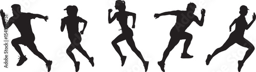 Running Silhouettes, Vector Illustration on White Background