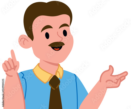 Smiling Man Gesturing Confidently