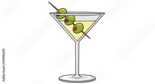 Isolated Martini Glass with Olives